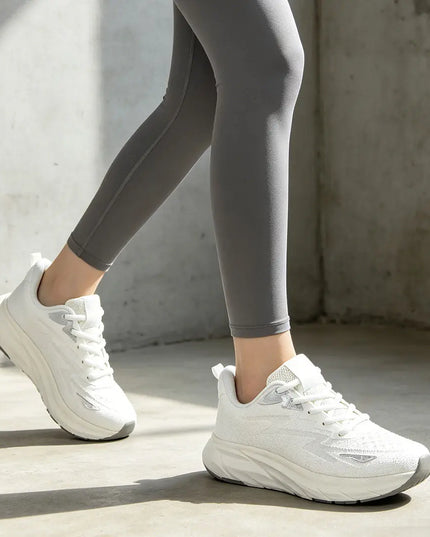 Pantofi sport de dama 0145, usori, din material textil - Alb