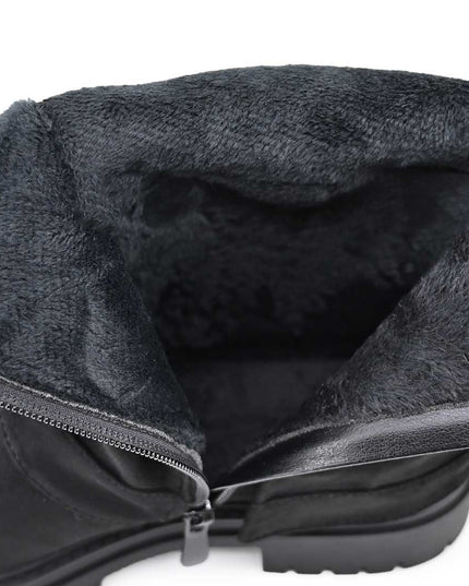 Ghete de dama,Din piele ecologica cu interior imblanit,GD1128,Negru
