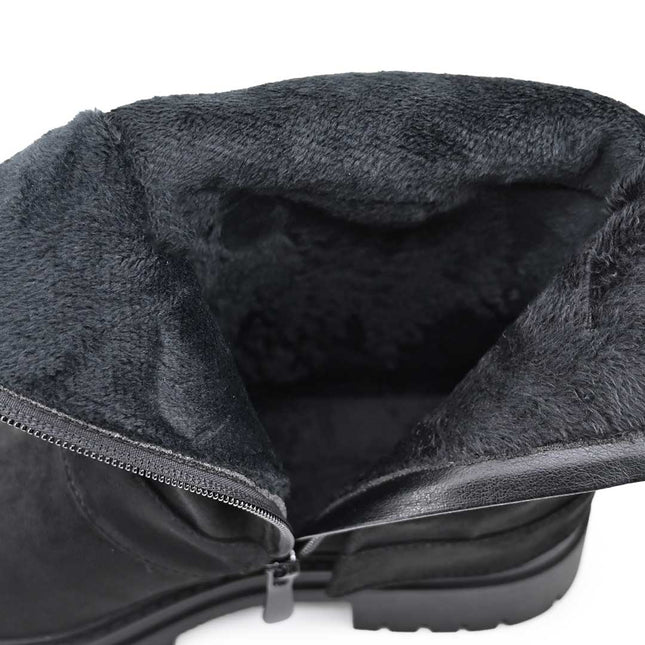 Ghete de dama,Din piele ecologica cu interior imblanit,GD1128,Negru