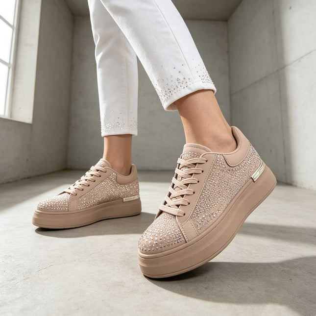 Pantofi Sport De Dama,Din Piele ecologica intoarsa,D1514.Bej