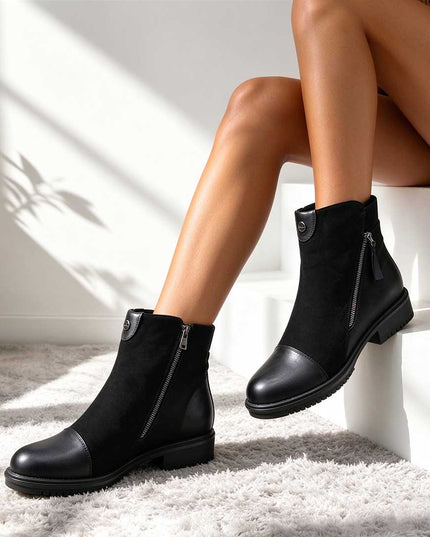 Ghete de dama,Din piele ecologica cu interior imblanit,GD1039,Negru
