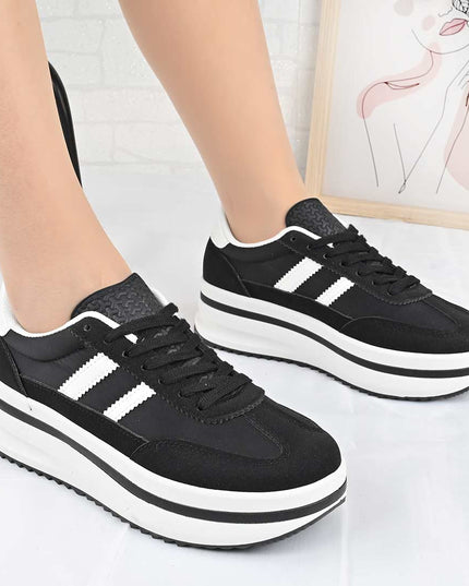Pantofi Sport De Dama din material textil, D1494 - Negru