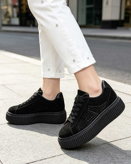 Pantofi Sport De Dama,Din Piele ecologica intoarsa,D1513,Negru