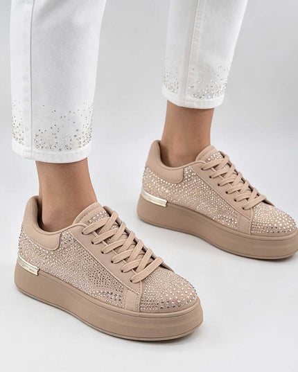 Pantofi Sport De Dama,Din Piele ecologica intoarsa,D1514.Bej