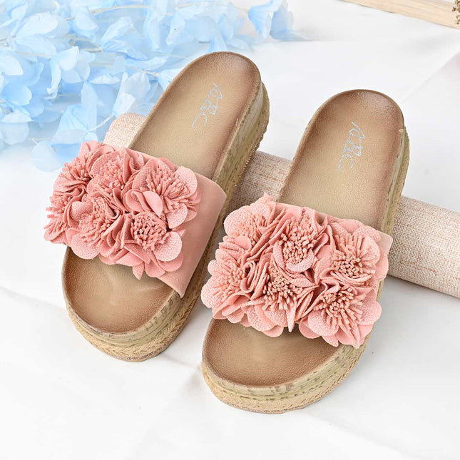Papuci Casual De Dama din piele intoarsa ecologica, PD1088 - Roz