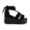 Sandale de dama,Cu platforma,Din Piele Ecologica Intoarsa,SA12,Negru