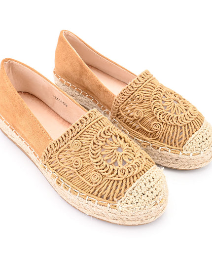 Espadrile de dama din material Textil, TD1281 - Camel