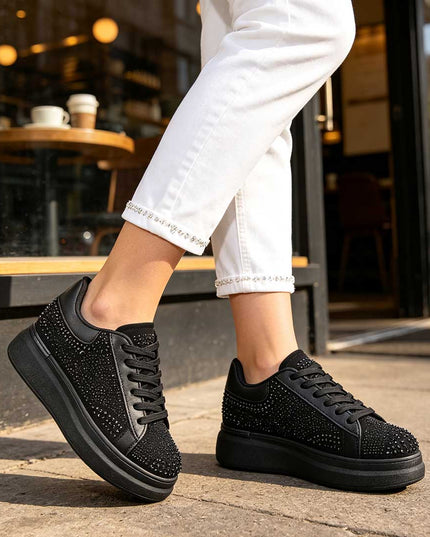 Pantofi Sport De Dama,Din Piele ecologica intoarsa,D1514.Negru