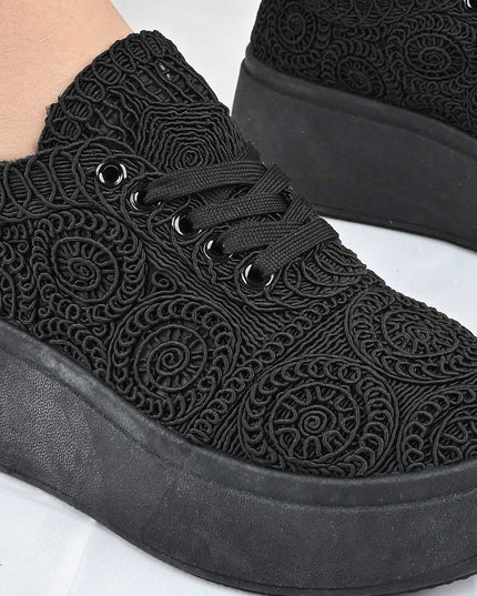 Pantofi Sport De Dama din material textil, D1493 - Negru