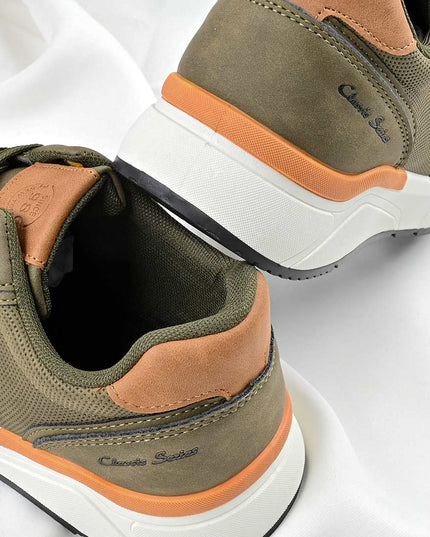 Pantofi sport de barbati piele ecologica, B4049 - Verde