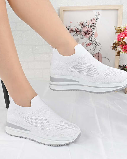 Pantofi Sport De Dama din material textil, D1492 - Alb