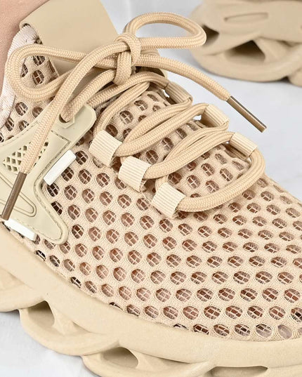Pantofi sport De dama cu insertii de plasa, D1490 - Kaki