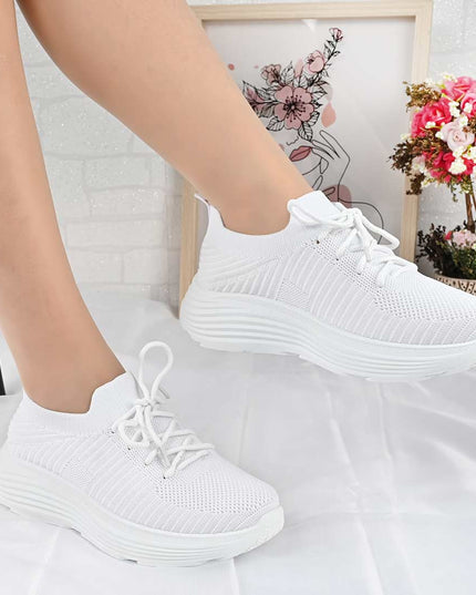 Pantofi Sport De Dama din material textil, D1491 - Alb