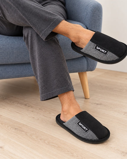 Papuci de casa barbati,cu interior imblanit,PB2038,Negru