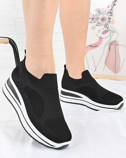 Pantofi Sport De Dama din material textil, D1492 - Negru