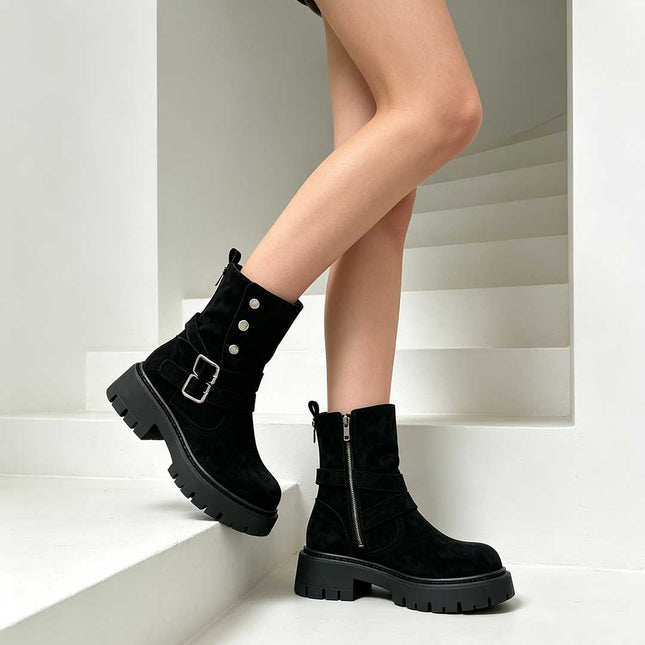 Ghete de dama,Din piele ecologica cu interior imblanit,GD1127,Negru