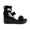 Sandale de dama,Cu platforma,Din Piele Ecologica Intoarsa,SA32,Negru