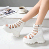 Sandale de dama,Cu platforma,Din Piele Ecologica,SA11,Alb