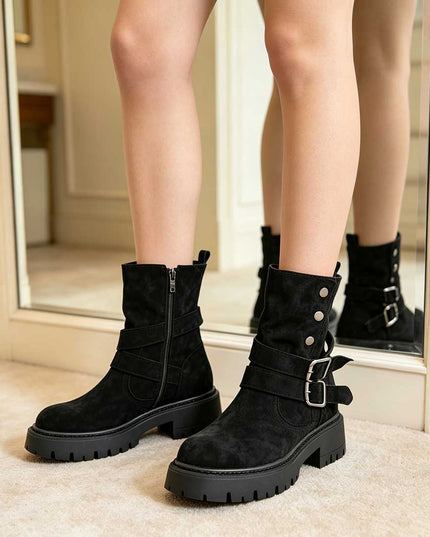 Ghete de dama,Din piele ecologica cu interior imblanit,GD1127,Negru