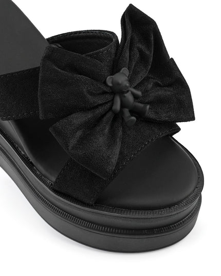 Papuci Casual De Dama cu platforma, din Piele Ecologica, SA18 - Negru