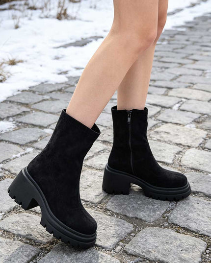 Ghete de dama,Din piele ecologica cu interior imblanit,GD1126,Negru