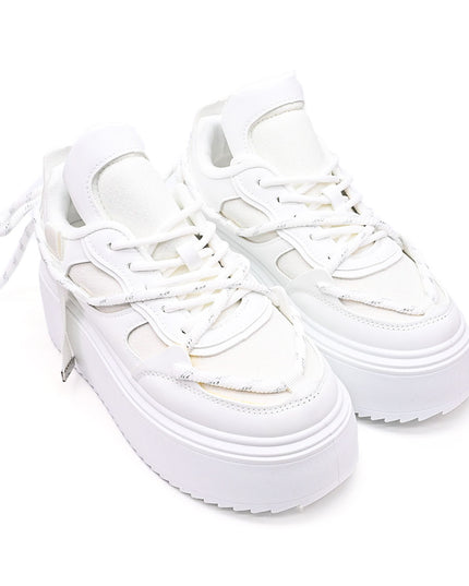 Pantofi Sport De Dama cu Platforma, din piele ecologica, D1413 - Alb