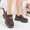 Pantofi casual de dama,Cu platforma,Din piele ecologica intoarsa,P1303,Maro