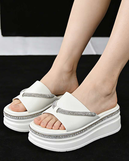 Papuci Casual De Dama din piele ecologica, PD1101 - Alb
