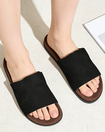 Papuci Casual De Dama din Piele Naturala, PD1103 - Negru