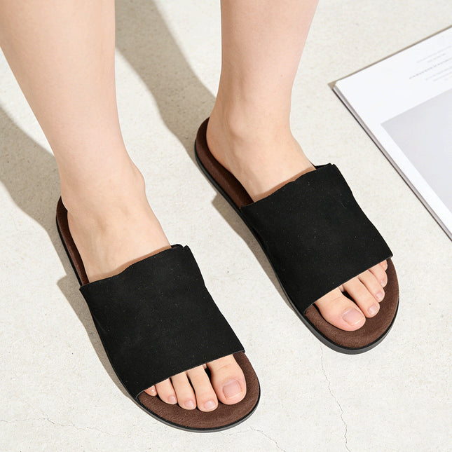 Papuci Casual De Dama din Piele Naturala, PD1103 - Negru