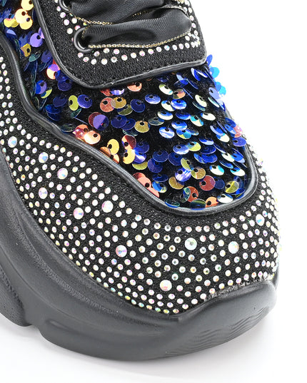 Pantofi sport de dama usori, cu platforma, D1322 - Negru