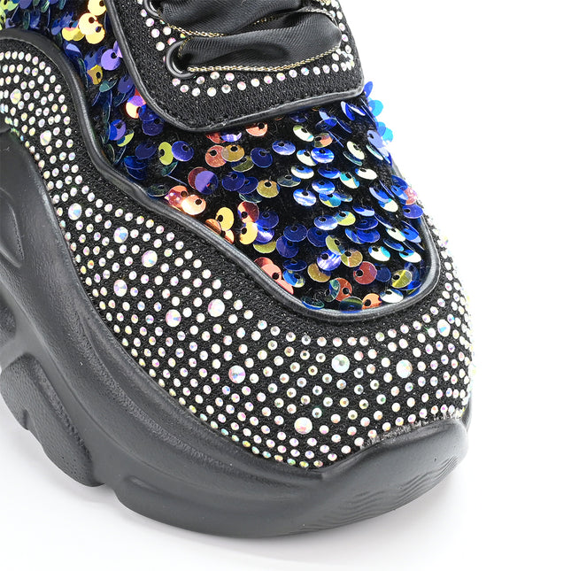 Pantofi sport de dama usori, cu platforma, D1322 - Negru