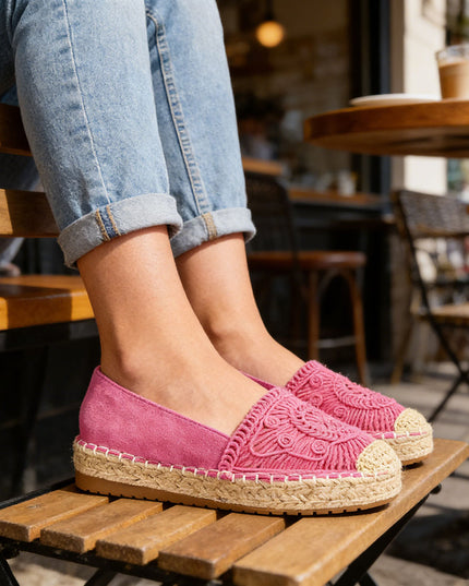 Espadrile de dama din material Textil, TD1281 - Roz