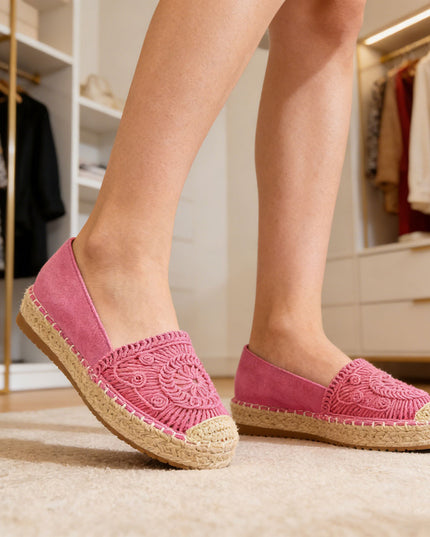Espadrile de dama din material Textil, TD1281 - Roz
