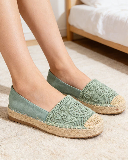 Espadrile de dama din material Textil, TD1281 - Verde