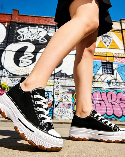 Tenisi de dama,Cu talpa flatform,TD1274, Negru OEM
