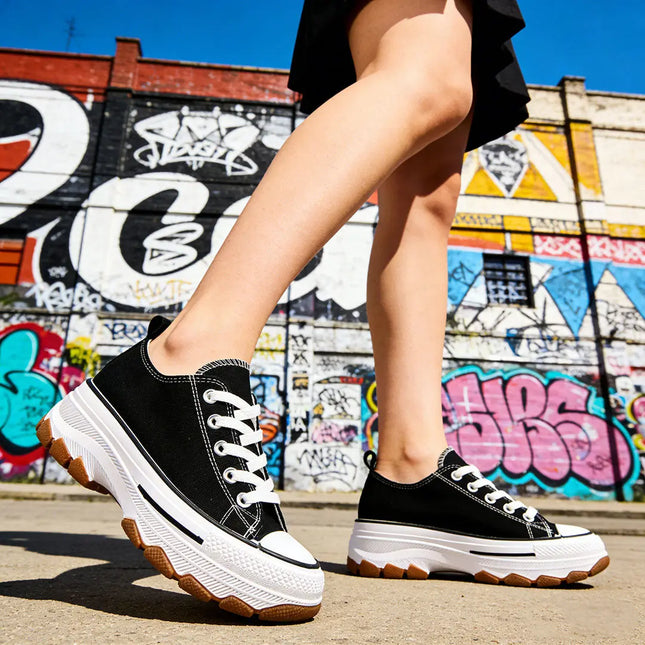 Tenisi de dama,Cu talpa flatform,TD1274, Negru OEM
