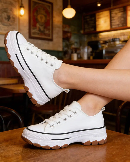Tenisi de dama,Cu talpa flatform,TD1274, Alb OEM