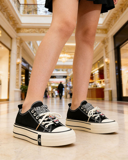 Tenisi de dama,cu talpa flatform,TD1280,Negru