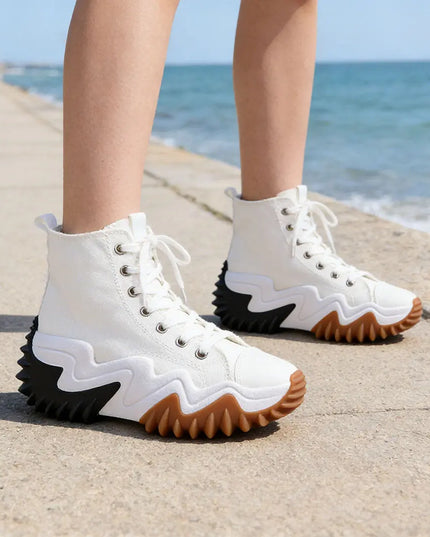 Tenisi inalti de dama, cu talpa flatform,1269,Alb OEM