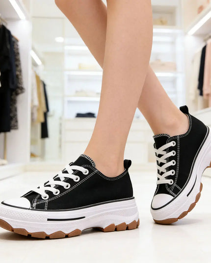 Tenisi de dama,Cu talpa flatform,TD1274, Negru OEM