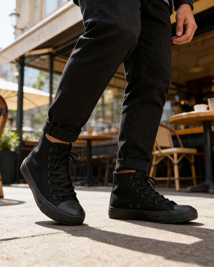 Tenisi inalti de barbati,material Textil,TB1001,Negru