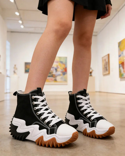 Tenisi inalti de dama, cu talpa flatform,1269,Negru OEM