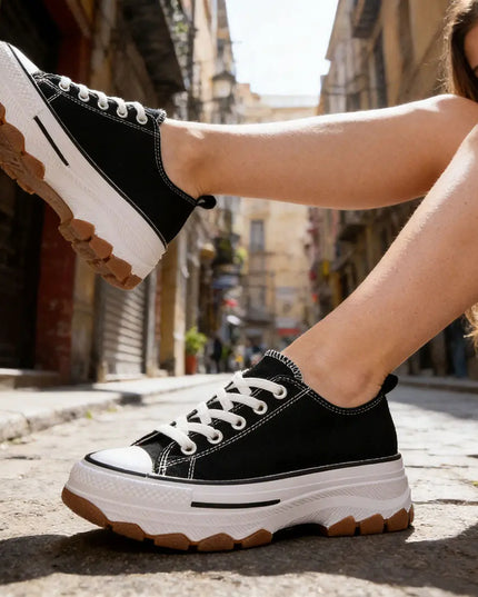 Tenisi de dama,Cu talpa flatform,TD1274, Negru OEM