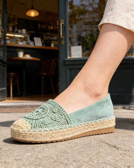 Espadrile de dama din material Textil, TD1281 - Verde