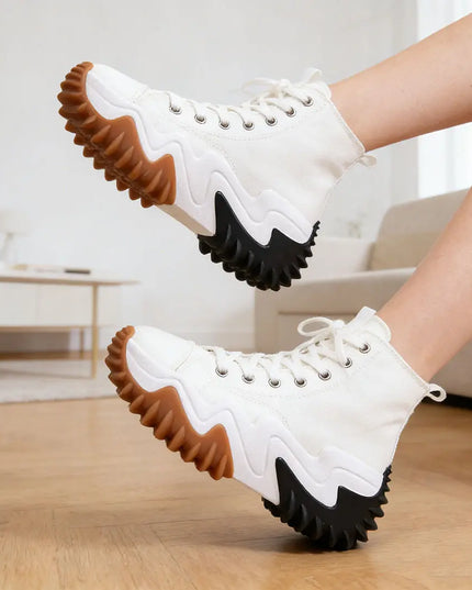Tenisi inalti de dama, cu talpa flatform,1269,Alb OEM