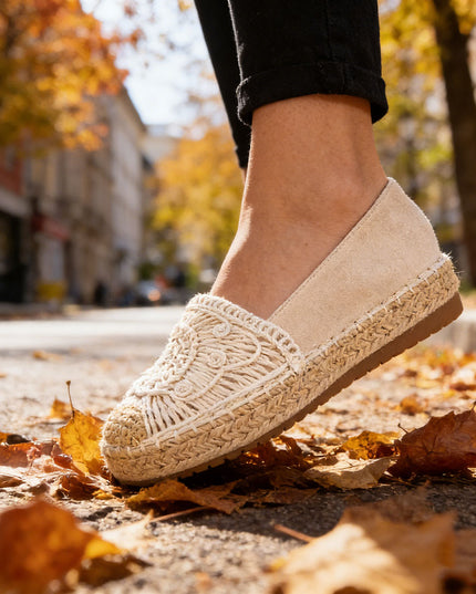 Espadrile de dama din material Textil, TD1281 - Bej