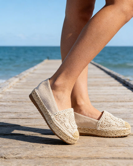 Espadrile de dama din material Textil, TD1281 - Bej