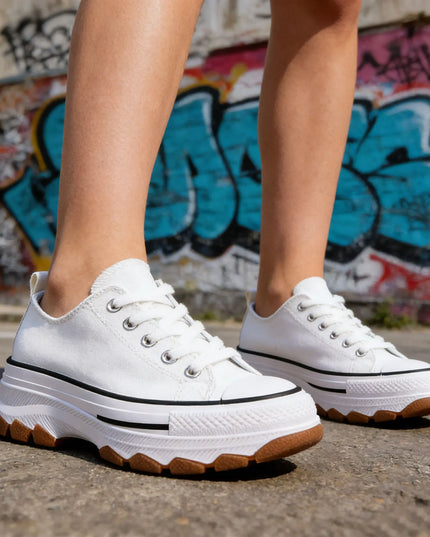 Tenisi de dama,Cu talpa flatform,TD1274, Alb OEM