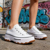 Tenisi de dama,Cu talpa flatform,TD1274, Alb